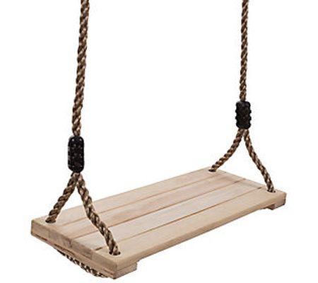 Hey] Play] Wooden Swing with Outdoor Flat Bench Seat