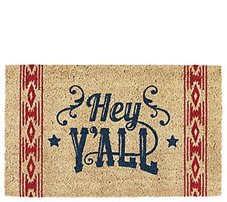 Hey Y'All Natural Coir Doormat with Nonslip Bac k
