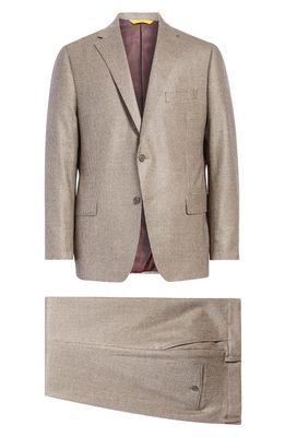 Hickey Freeman Houndstooth Wool Suit in Tan
