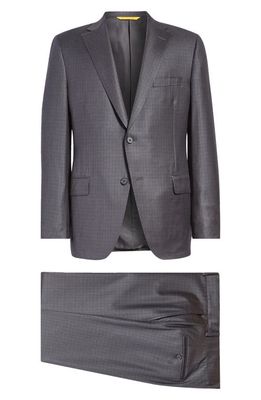 Hickey Freeman Neat Wool Suit in Charcoal
