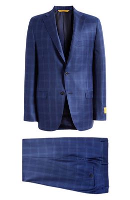 Hickey Freeman Plaid Check Regular Fit Super 150s Wool Suit in Blue