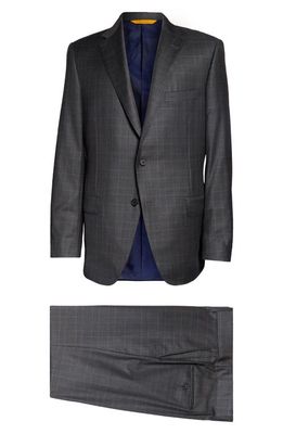 Hickey Freeman Plaid Wool Suit in Mid Grey