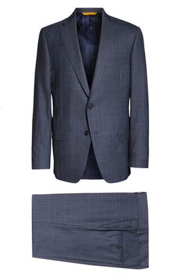 Hickey Freeman Plaid Wool Suit in Slate Blue