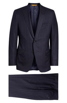 Hickey Freeman Stripe Wool Suit in Dark Blue