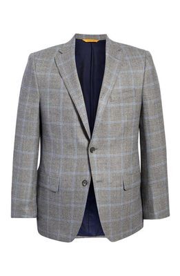 Hickey Freeman Windowpane Plaid Wool Sport Coat in Grey