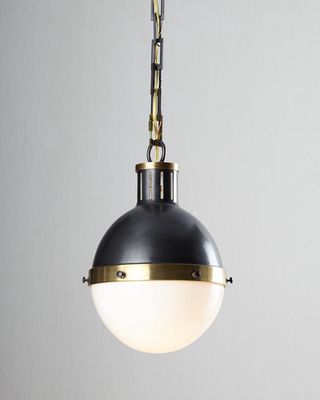 Hicks 1-Light Small Bronze with Antiqued-Brass Pendant
