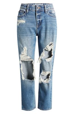 HIDDEN JEANS Destructed Ripped Boyfriend Jeans in Dark Wash