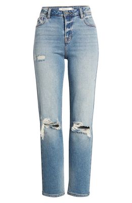 HIDDEN JEANS Distressed Straight Leg Jeans in Med Wash