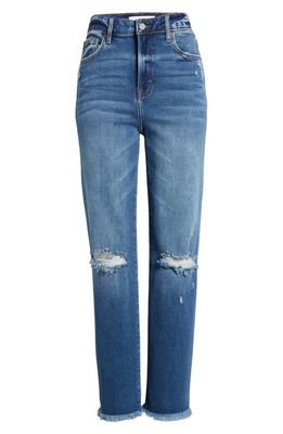 HIDDEN JEANS Ripped Frayed Hem Skinny Jeans in Dark Wash
