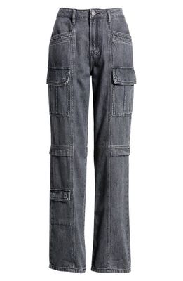 HIDDEN JEANS Tracey High Waist Straight Leg Cargo Jeans in Charcoal