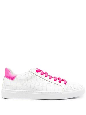 Hide&Jack crocodile-effect lace-up sneakers - White