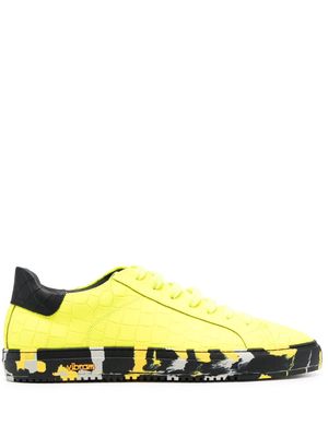 Hide&Jack embossed crocodile effect leather sneakers - Yellow