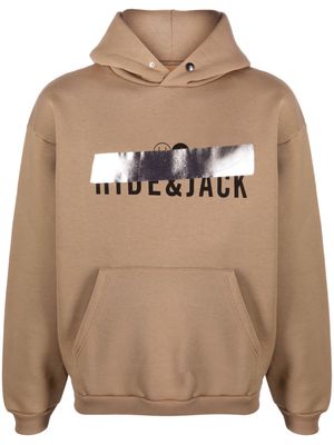 Hide&Jack logo-print cotton-blend hoodie - Brown