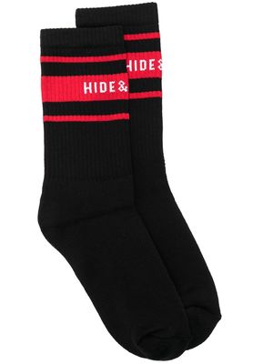 Hide&Jack ribbed logo-stripe socks - Black