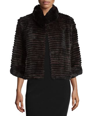 High-Collar Layered Fur Coat