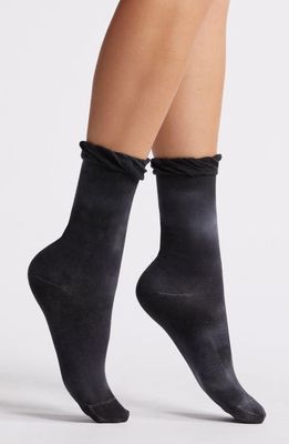 HIGH HEEL JUNGLE 2-Pack Tie Dye Ruffle Grip Socks in Black 