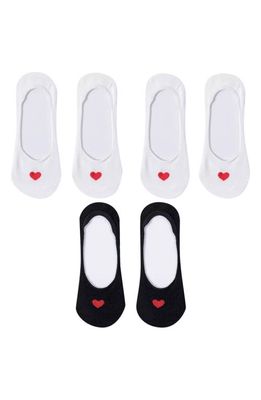 HIGH HEEL JUNGLE Assorted 3-Pack Secret Heart No Show Socks in Black White 