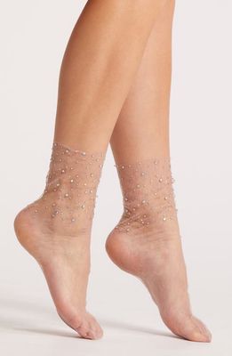 HIGH HEEL JUNGLE Crystal Lace Slouchy Sheer Tulle Socks in Lilac 