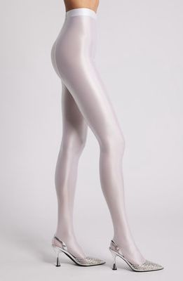 HIGH HEEL JUNGLE Mercury Shiny Opaque High Waist Tights in Ice 