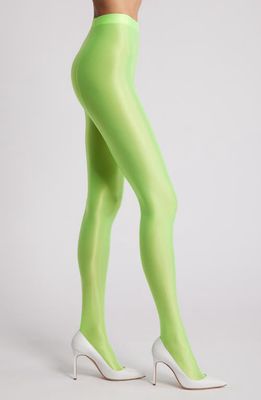 HIGH HEEL JUNGLE Mercury Shiny Opaque High Waist Tights in Lime 