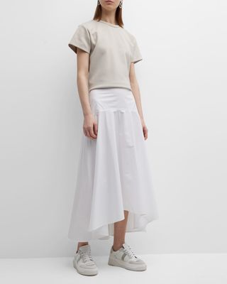 High-Low A-Line Poplin Maxi Skirt