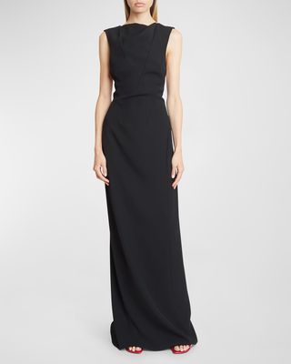 High-Neck Backless Column Gown