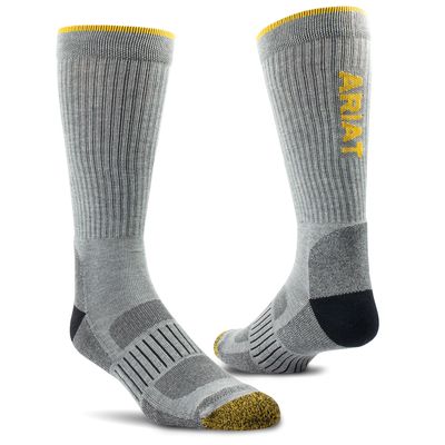 High Performance Tek Work Socks 2 Pair Pack in Grey, Size: Medium Regular by Ariat