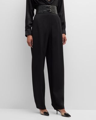 High-Rise Belted Trousers