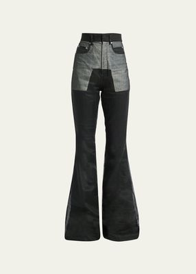 High-Rise Bootcut-Leg Sheer Jeans