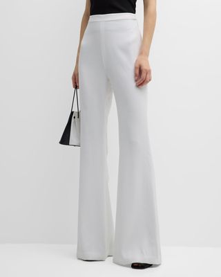 High-Rise Crepe Flared Trousers