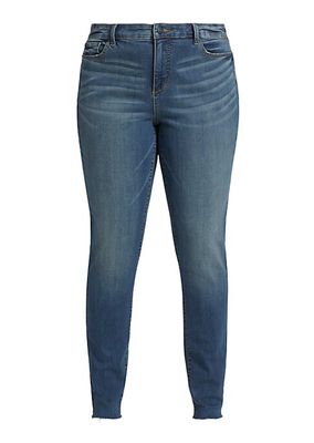 High-Rise Faded Fray-Hem Stretch Skinny Jeans