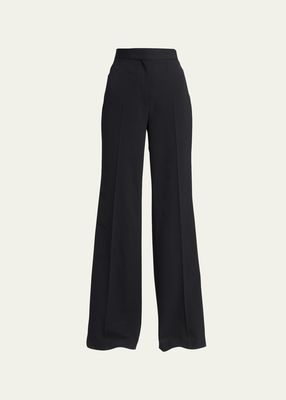 High-Rise Flare Crepe Trousers