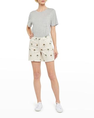 High-Rise Frayed Denim Shorts