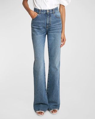 High-Rise Heart-Pocket Wide-Leg Denim Jeans