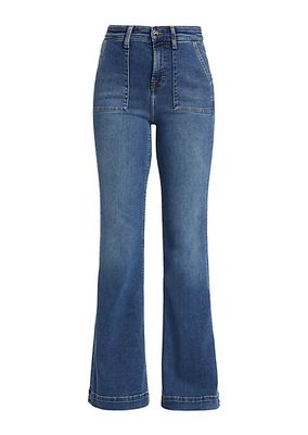 High-Rise Patch Pocket Flared Jeans