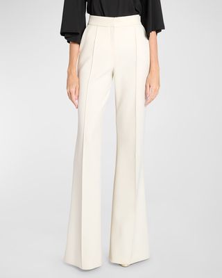High-Rise Pintuck Flared Cady Pants