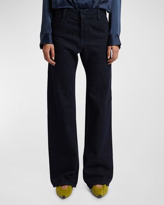 High-Rise Reconstructed Straight-Leg Jeans