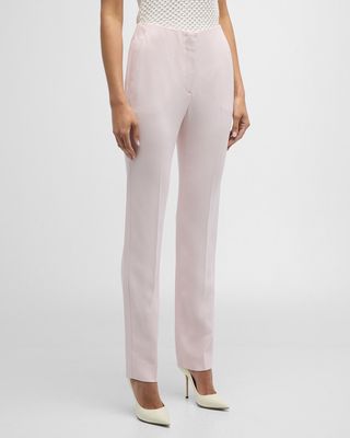High-Rise Straight-Leg Crepe Cady Trousers