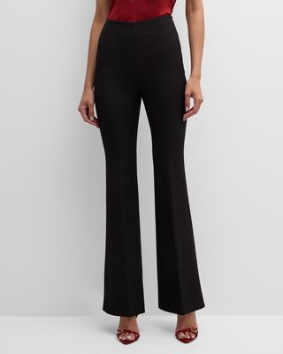 High-Rise Stretch Tailored Flared Trousers