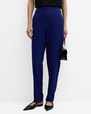 High-Rise Tapered Stretch Viscose Trousers