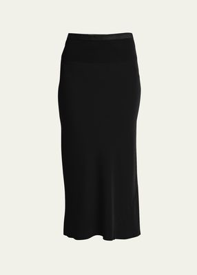 High-Waist Bias Midi Skirt