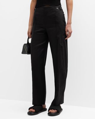 High-Waist Tailored Utility Trousers