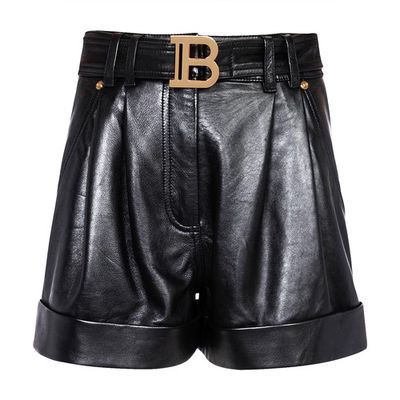 High waisted leather shorts