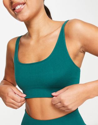 HIIT essential seamless rib active bra in green-Gray