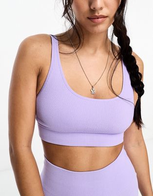 HIIT essential seamless rib active bra-Purple