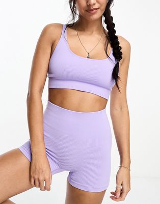 HIIT essential seamless ribbed booty shorts-Purple
