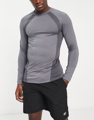 HIIT long sleeve top with mesh side panels in light gray