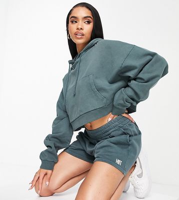 HIIT oversized hoodie in washed teal-Blue