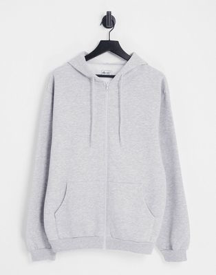 HIIT oversized zip up hoodie in ice heather-White