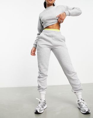 HIIT slim fit sweatpants in ice heather-White